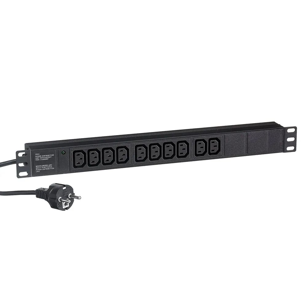 

Блок розеток горизонтальный Exegate ServerPro PDU-19H005 Al-10C13-EU3, 19", 1U, Алюминий, Белый