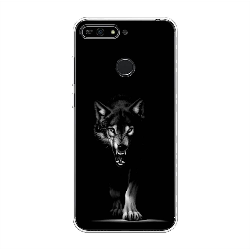 

Чехол Awog на Honor 7A Pro "Волк выходит из ночи", Серый;черный;белый, 65450-1