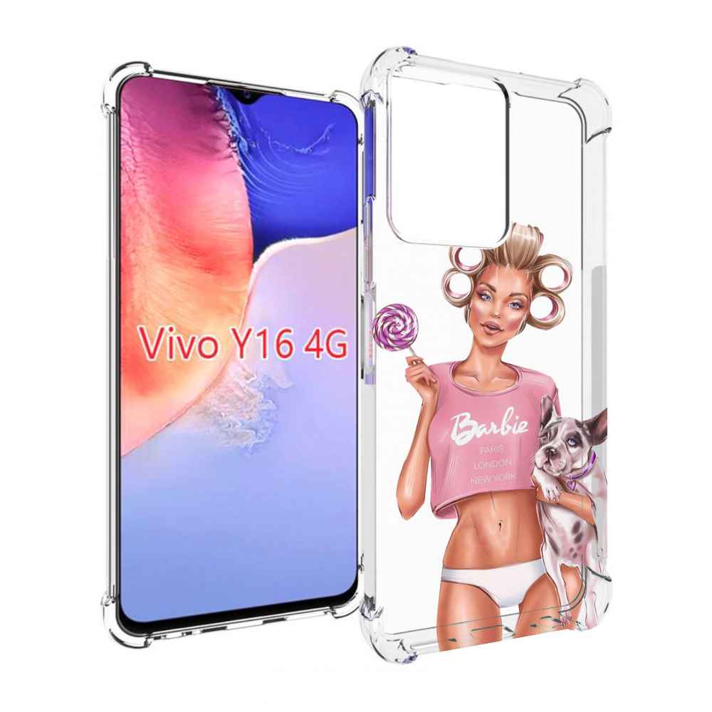 

Чехол MyPads Барби-с-собачкой женский для Vivo Y16 4G/ Vivo Y02S, Прозрачный, Tocco