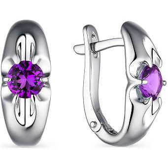 

Серьги женские из серебра АЛЬКОР 02-1791, аметист, 02-1791