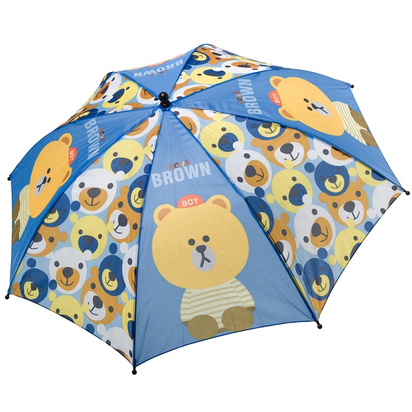 Купить Автоматический детский зонт Bondibon Мишки, синий с коричневым, 19 см,