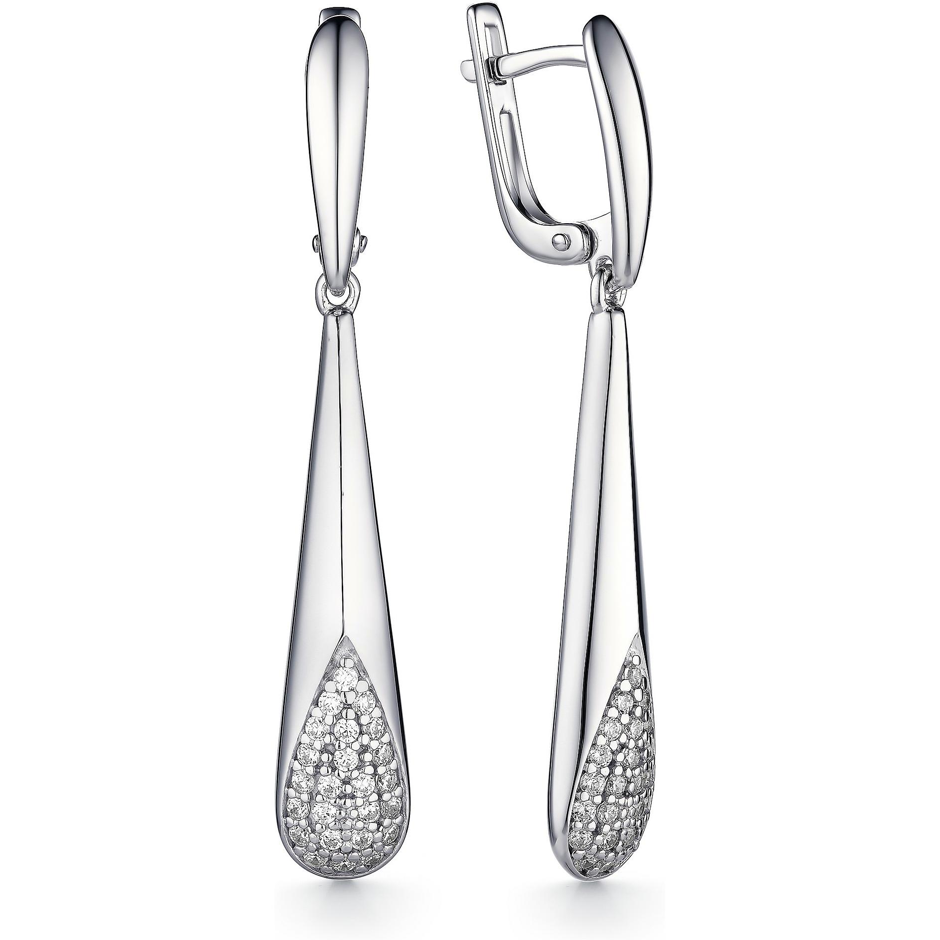

Серьги женские из серебра АЛЬКОР 02-1307, фианит, 02-1307