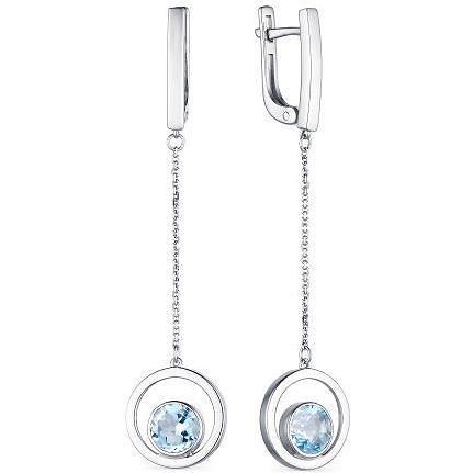 

Серьги женские из серебра АЛЬКОР 02-1772, топаз, 02-1772