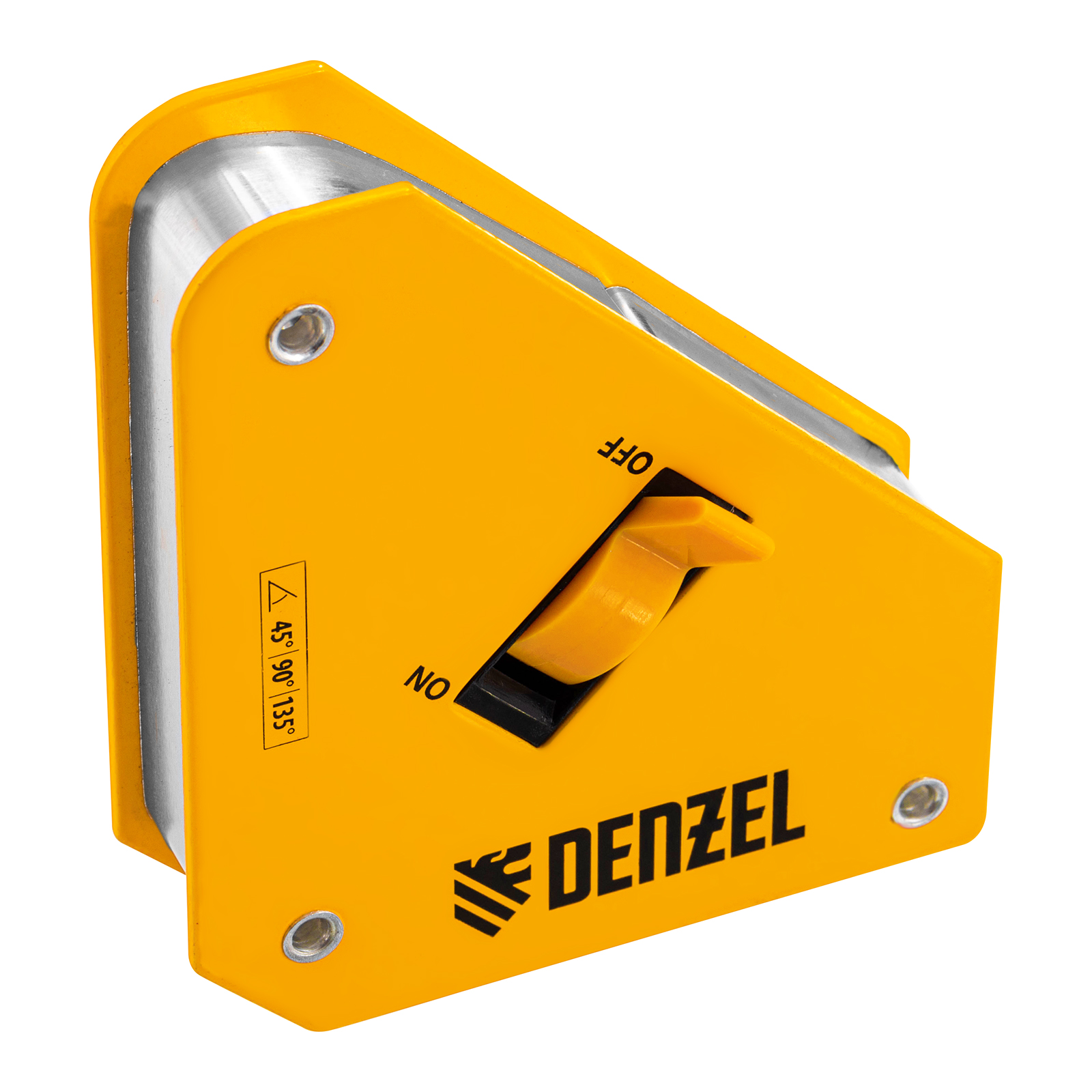 Фиксатор магнитный отключаемый для сварочных работ DENZEL усилие 30 LB, 45х90 град. 97561 магнитный фиксатор для сварочных работ rockforce