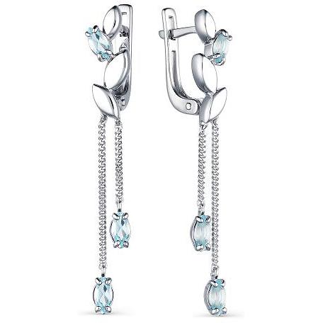 

Серьги женские из серебра АЛЬКОР 02-1706, топаз, 02-1706