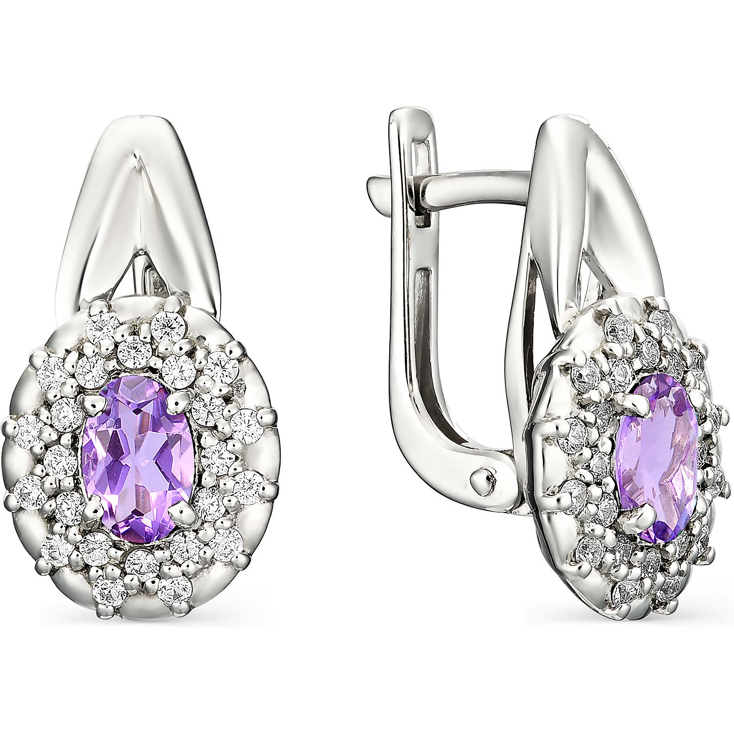 

Серьги женские из серебра АЛЬКОР 02-0895, аметист/фианит