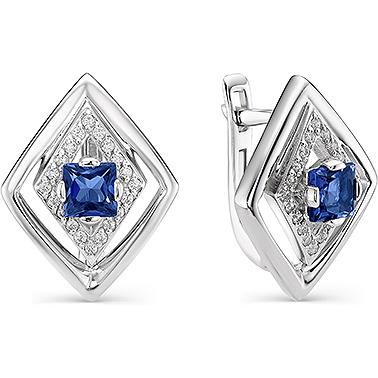 

Серьги женские из серебра АЛЬКОР 02-0766, сапфир/фианит, 02-0766