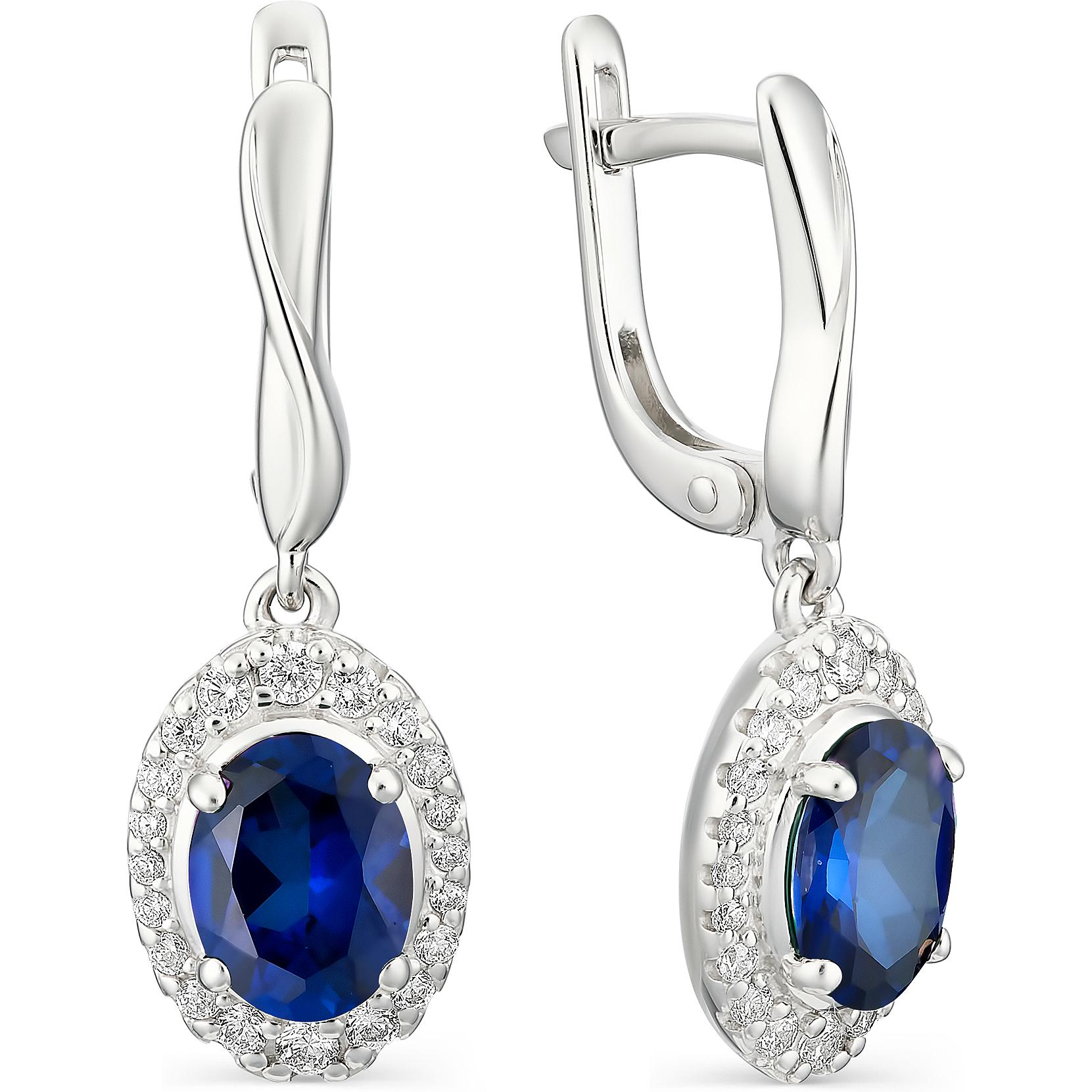 

Серьги женские из серебра АЛЬКОР 02-1164, сапфир/фианит, 02-1164