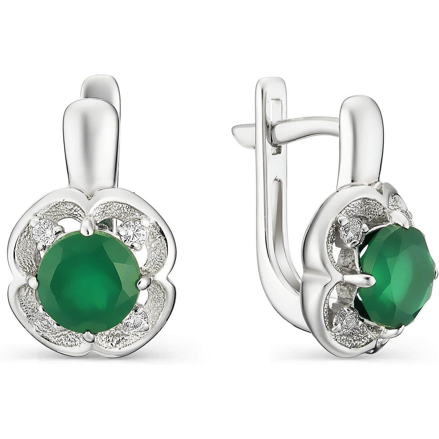 

Серьги женские из серебра АЛЬКОР 02-1161, агат/фианит, 02-1161