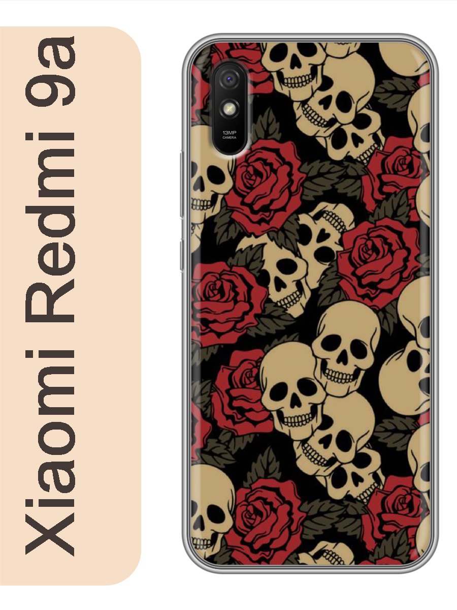 

Чехол на Xiaomi Redmi 9a черепа розы 304, Прозрачный, red9abone