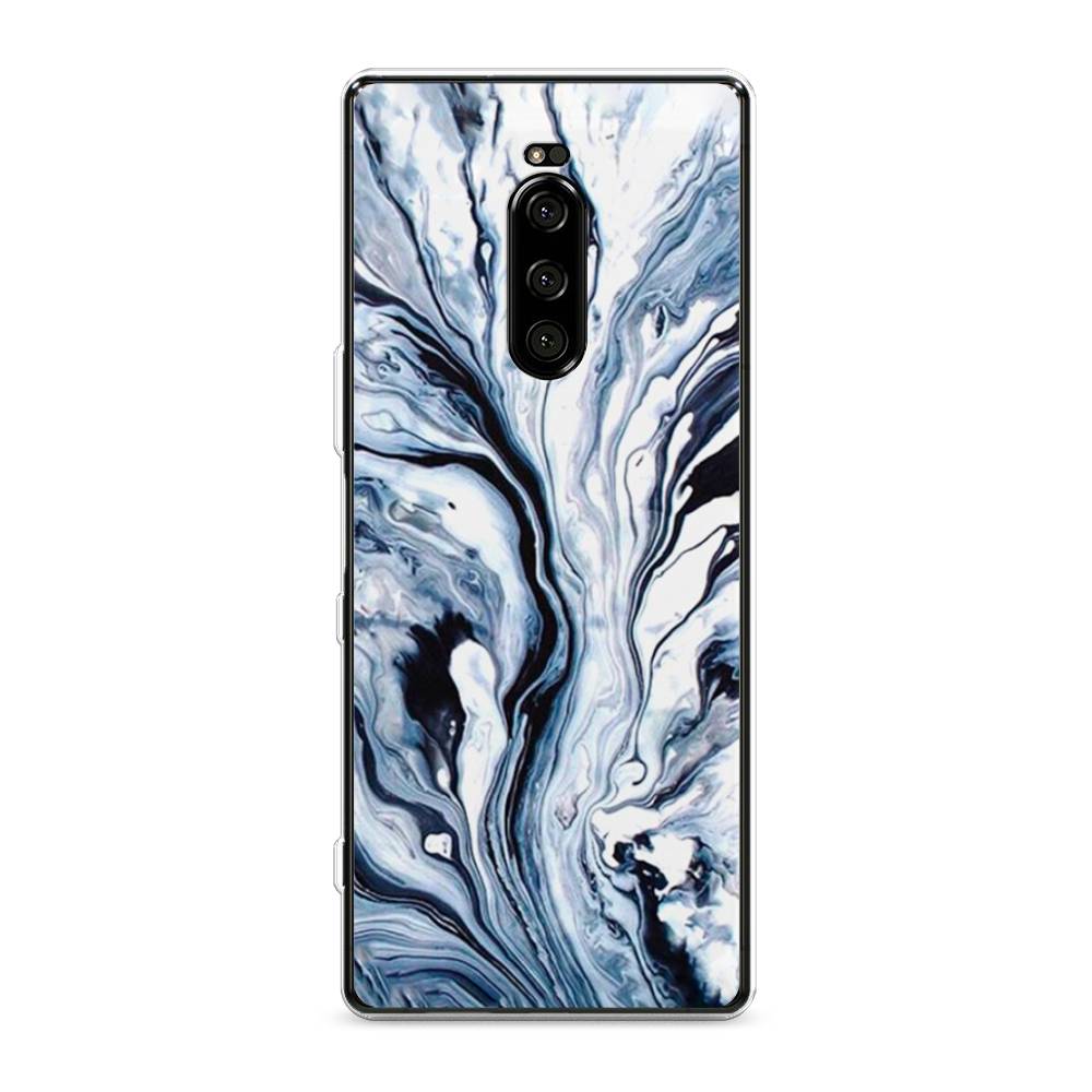 фото Силиконовый чехол "голубой минерал мрамор" на sony xperia xz4 awog