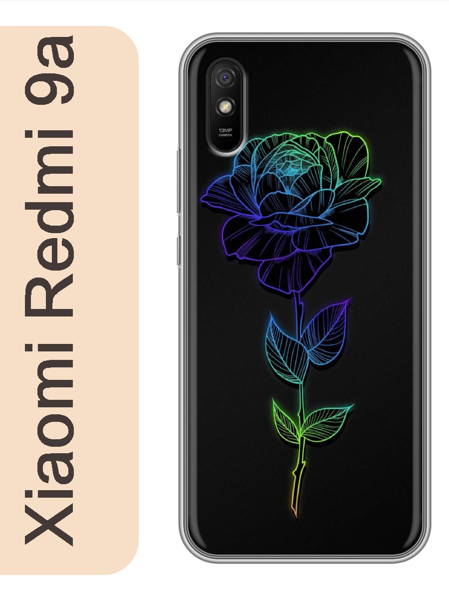 

Чехол на Xiaomi Redmi 9a цветок неон 266, Прозрачный, red9arzne