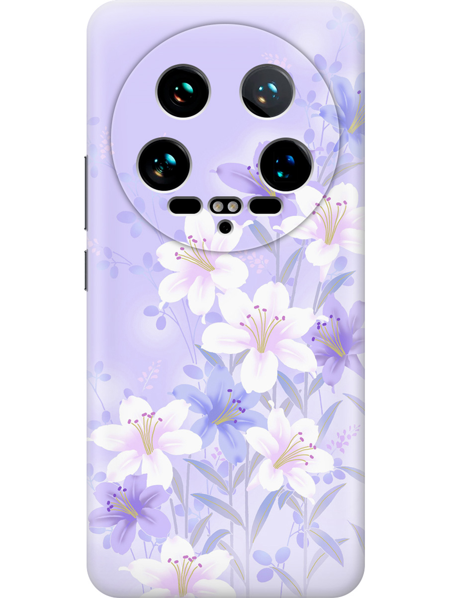 

Силиконовый чехол на Xiaomi 14 Ultra с принтом "Лилии на фиолетовом", Прозрачный;белый;фиолетовый, 781969922