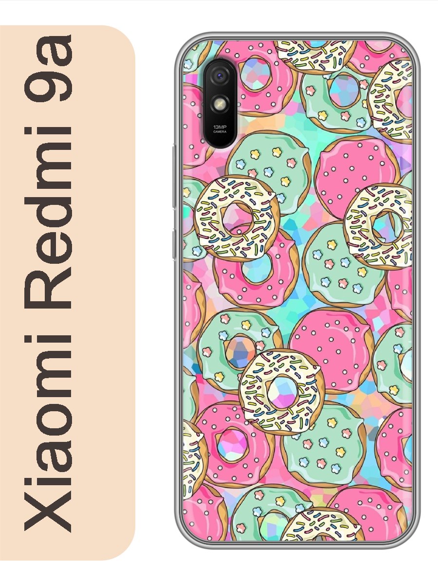

Чехол на Xiaomi Redmi 9a пончики фон 213, Прозрачный, red9afone
