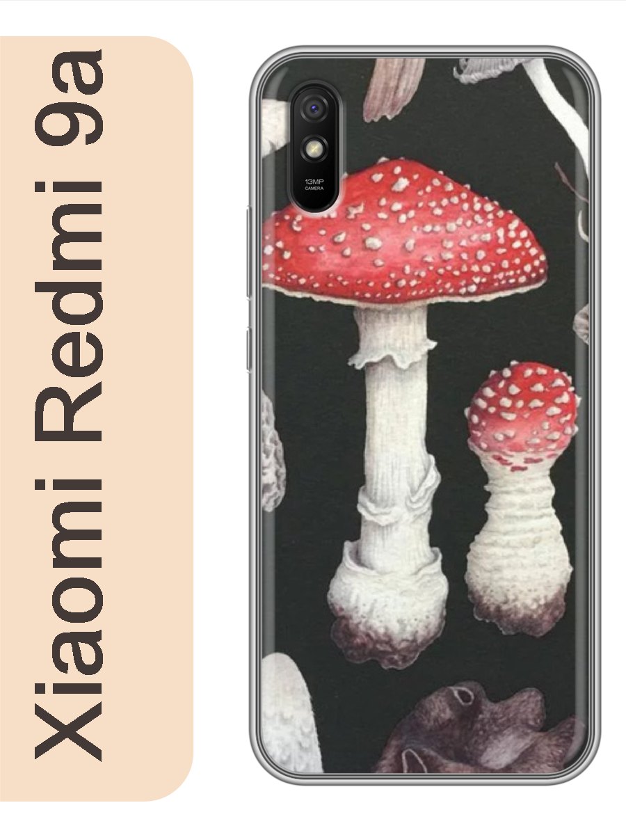 

Чехол на Xiaomi Redmi 9a грибы 154, Прозрачный, red9afone