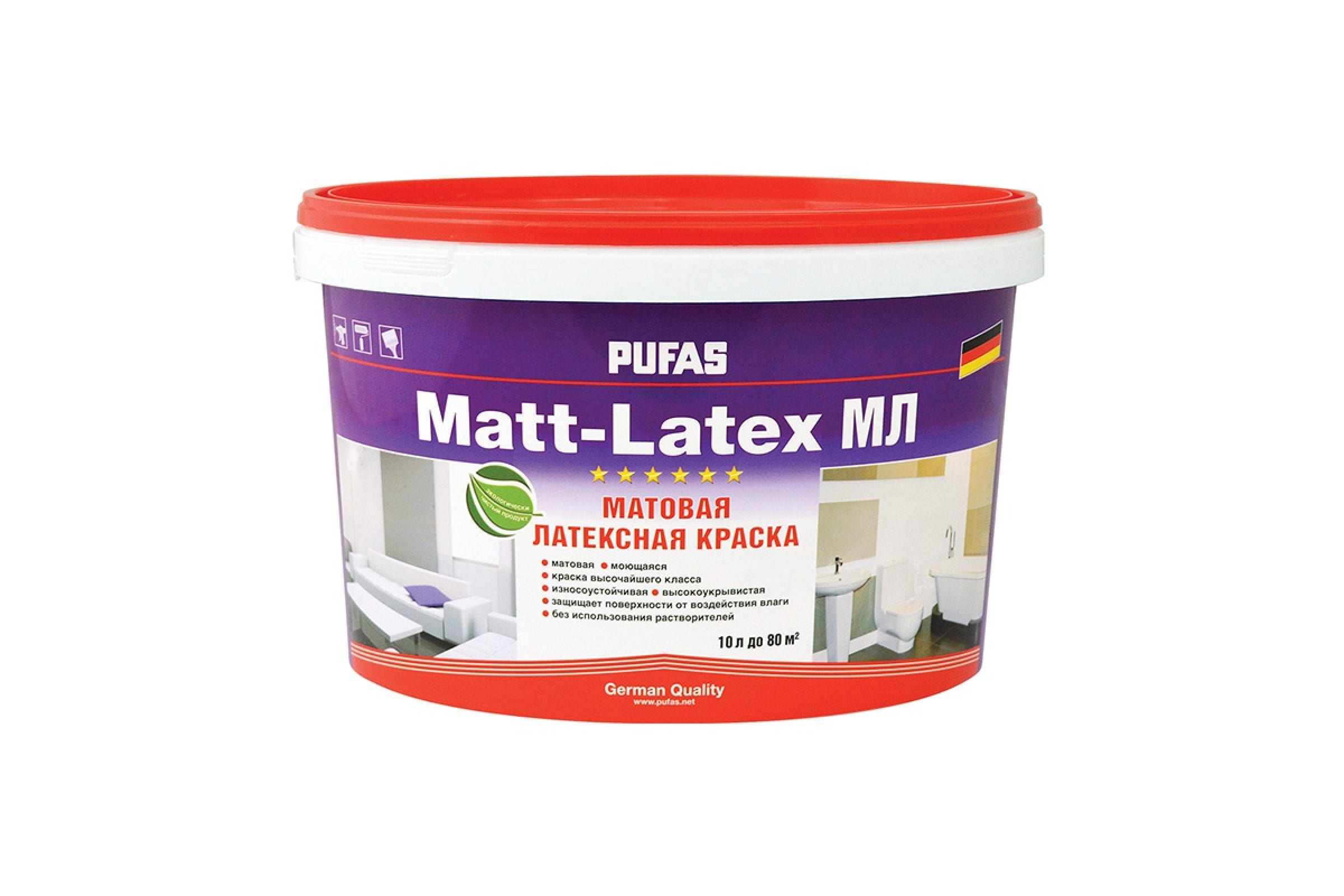 Краска Pufas Matt-Latex, белый, 5 л