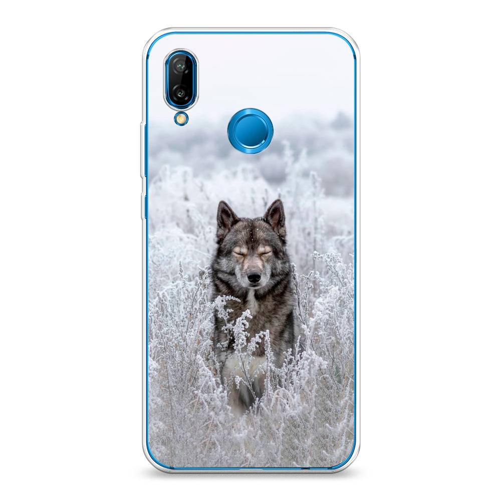 

Чехол Awog на Huawei Nova 3E "Волк в поле", Белый;черный, 65650-1