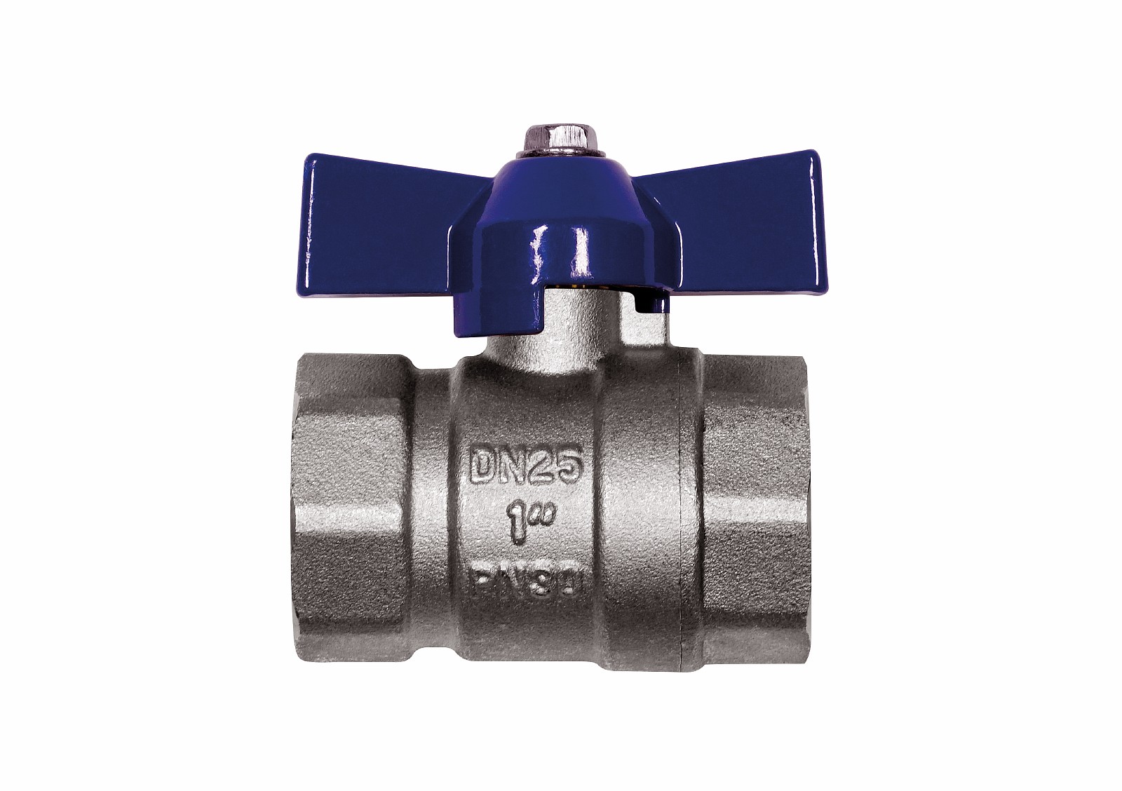 

RML Кран шаровой RM-L Nickel 1 ВР-ВР муфтовый никелированный бабочка Ду25 Ру30 (НК 11Б27п1