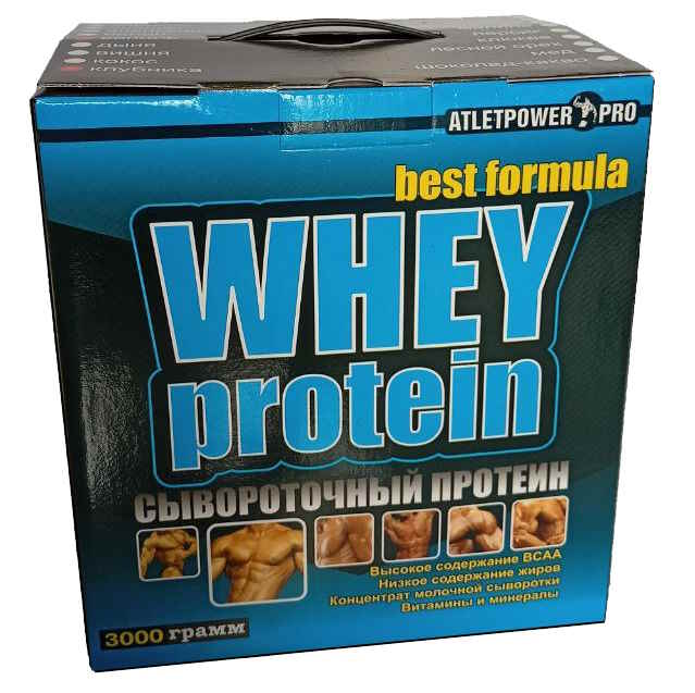 Протеин AtletPower Pro 3000 г 60 порций с витаминами, минералами и ВСАА ваниль-шоколад