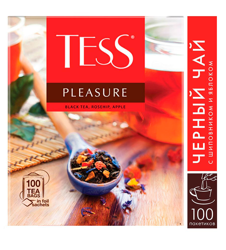 Чай Tess Pleasure черный шиповник/яблоко 100пак.