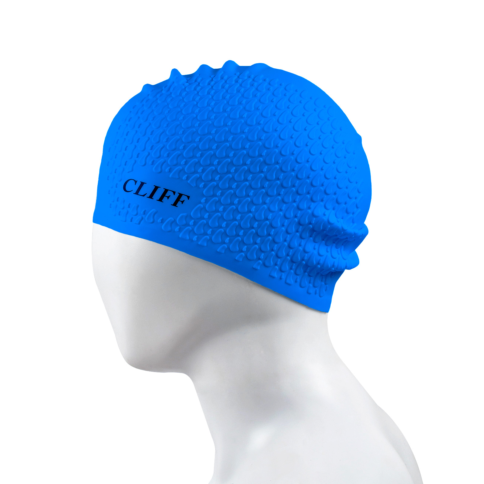 Шапочка для плавания CLIFF силиконовая CS17, для длинных волос, голубая