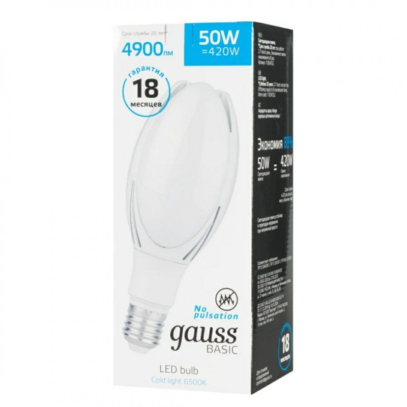 фото Лампа gauss basic bt110 ac180-240v 50w 4900lm 6500k e40 led 1/20