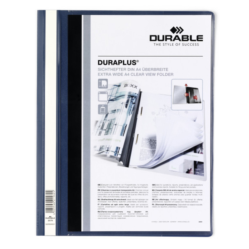 

Папка - скоросшиватель для документов Durable Duraplus De Luxe темно-синий