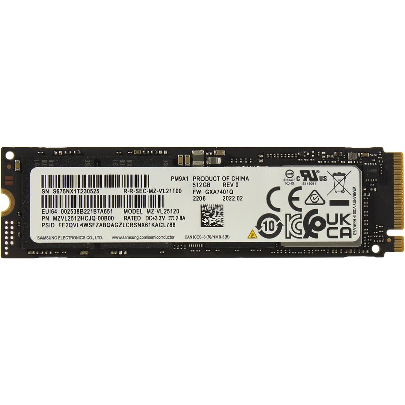 

SSD накопитель Samsung MZVL2512HDJD-00B07 M.2 2280 512 ГБ, MZVL2512HDJD-00B07