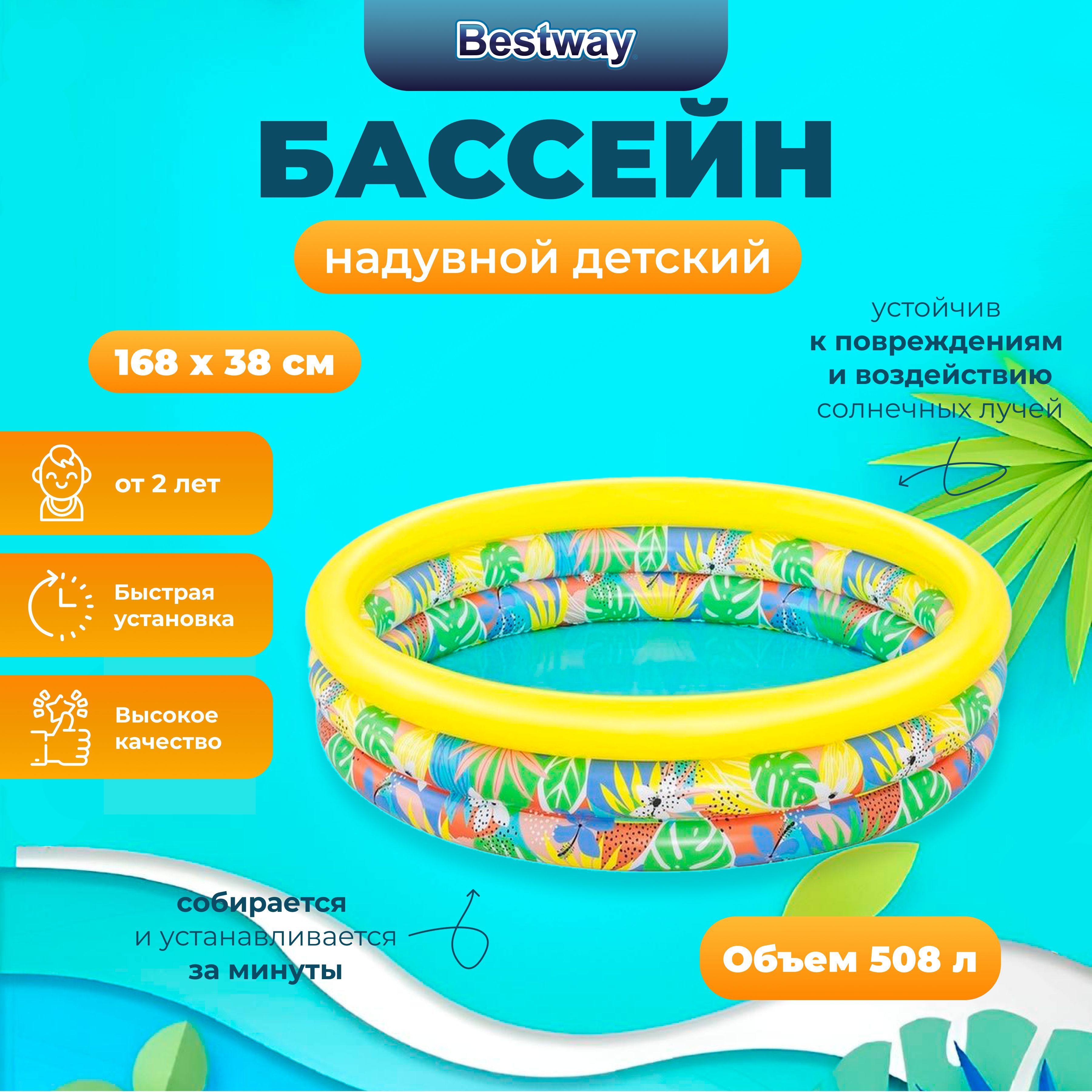 

Надувной бассейн Bestway ГИППО Jumbo Hippo, 168х38 см, 2+, Разноцветный