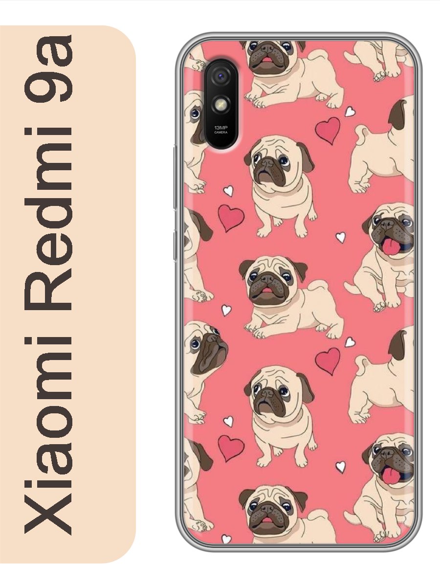 

Чехол на Xiaomi Redmi 9a мопсы фон 146, Прозрачный, red9adogs