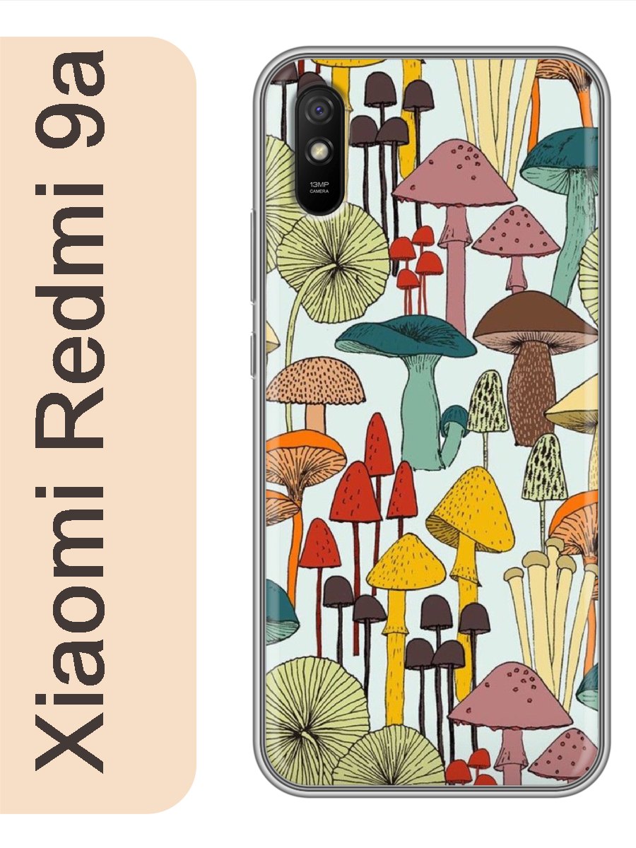 

Чехол на Xiaomi Redmi 9a грибы 139, Прозрачный, red9afone
