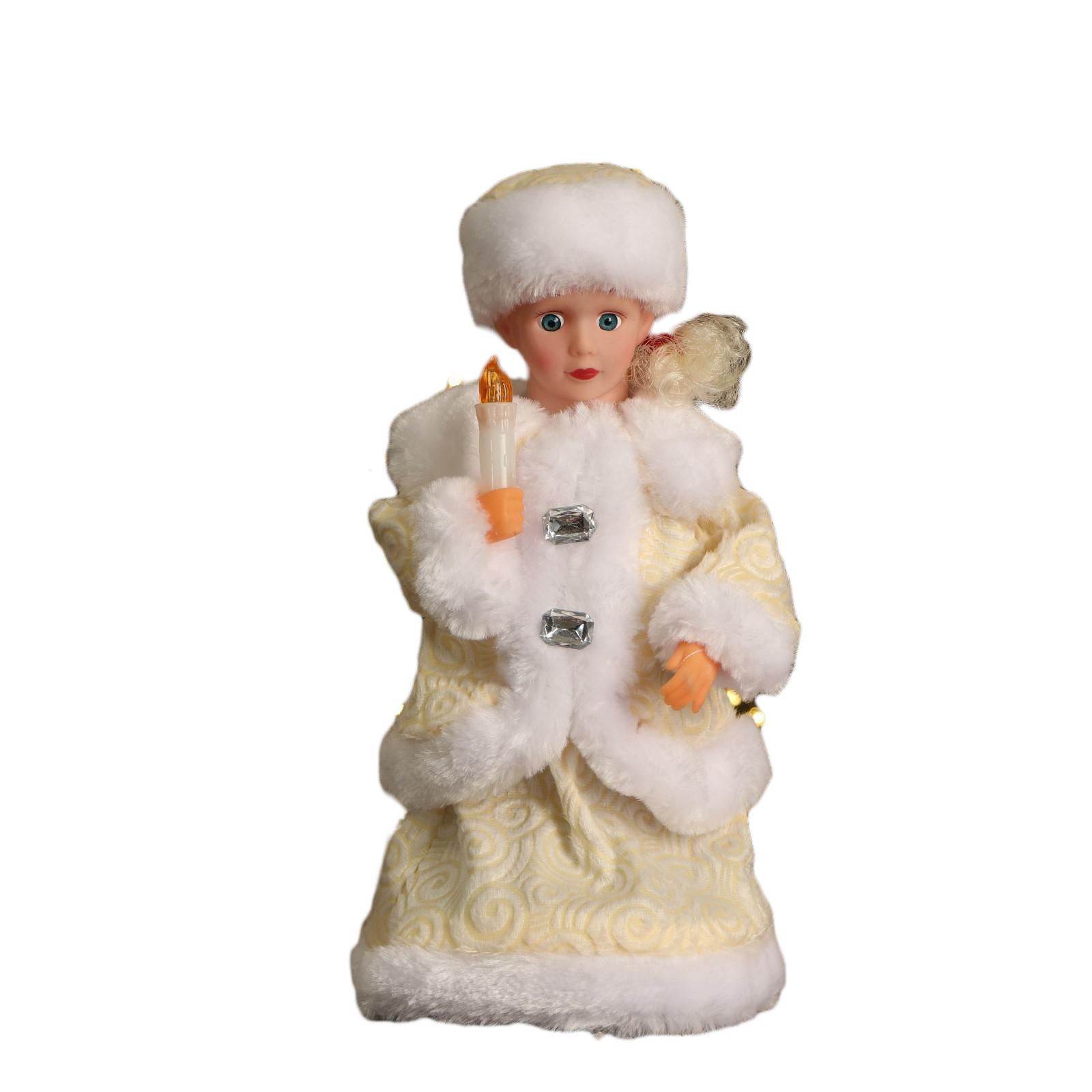фото Кукла зимнее волшебство снегурочка пуговка ромбик 30 см бежевый 3555343