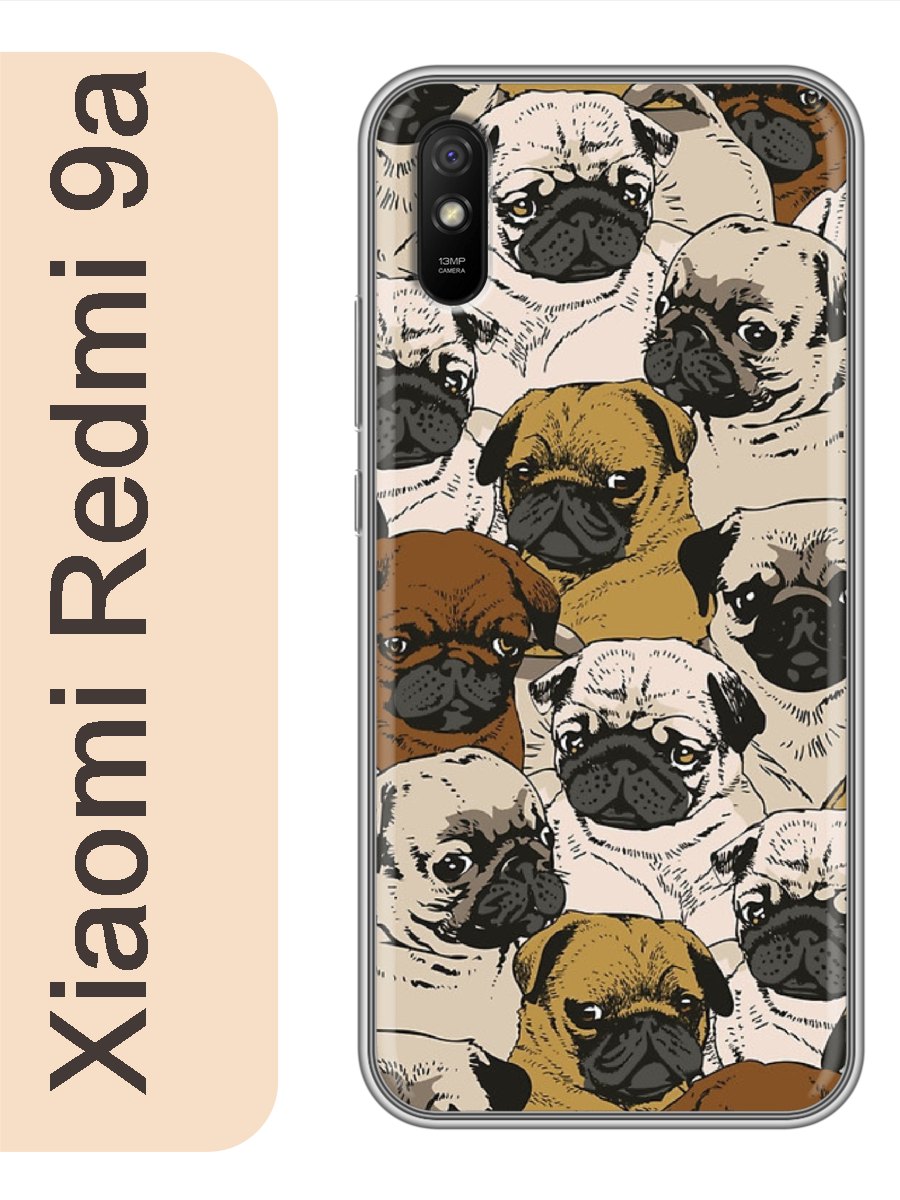 

Чехол на Xiaomi Redmi 9a мопсы фон 119, Прозрачный, red9adogs
