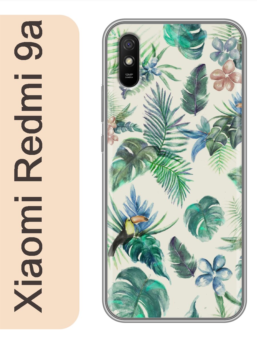 

Чехол на Xiaomi Redmi 9a тукан цветы листья 117, Прозрачный, red9arzne