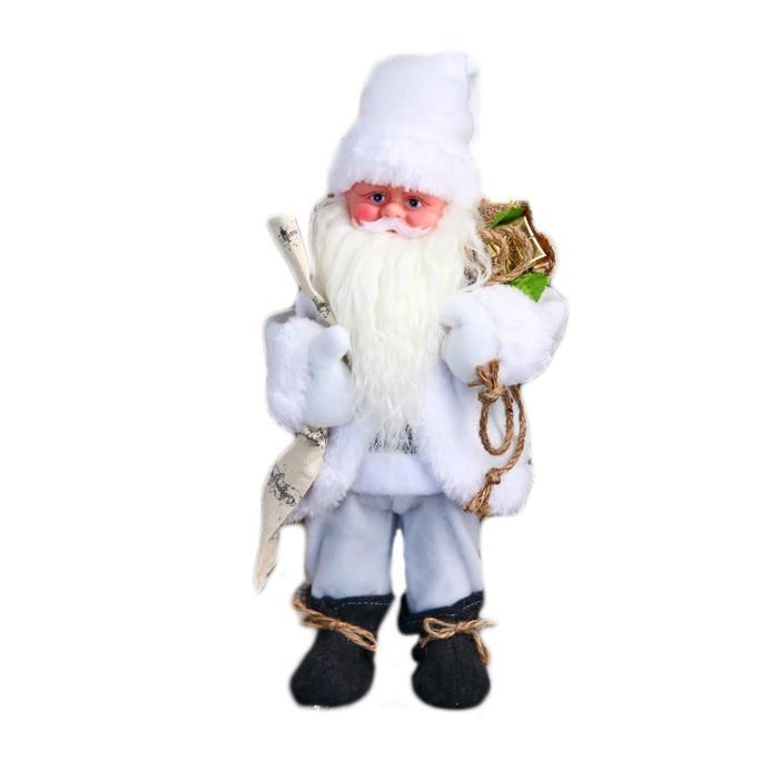 Кукла Зимнее волшебство Дед Мороз В белом полушубке с мешком 29 см 1111415