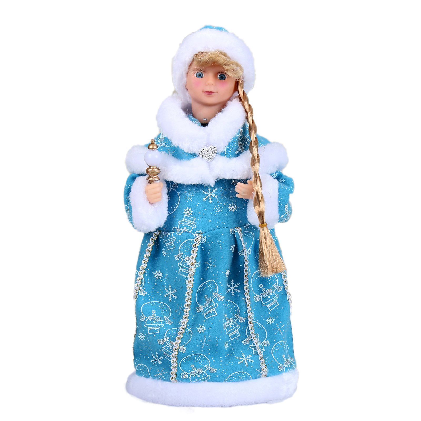 Кукла Зимнее волшебство Снегурочка Голубая шубка с посохом 40 см 3555393
