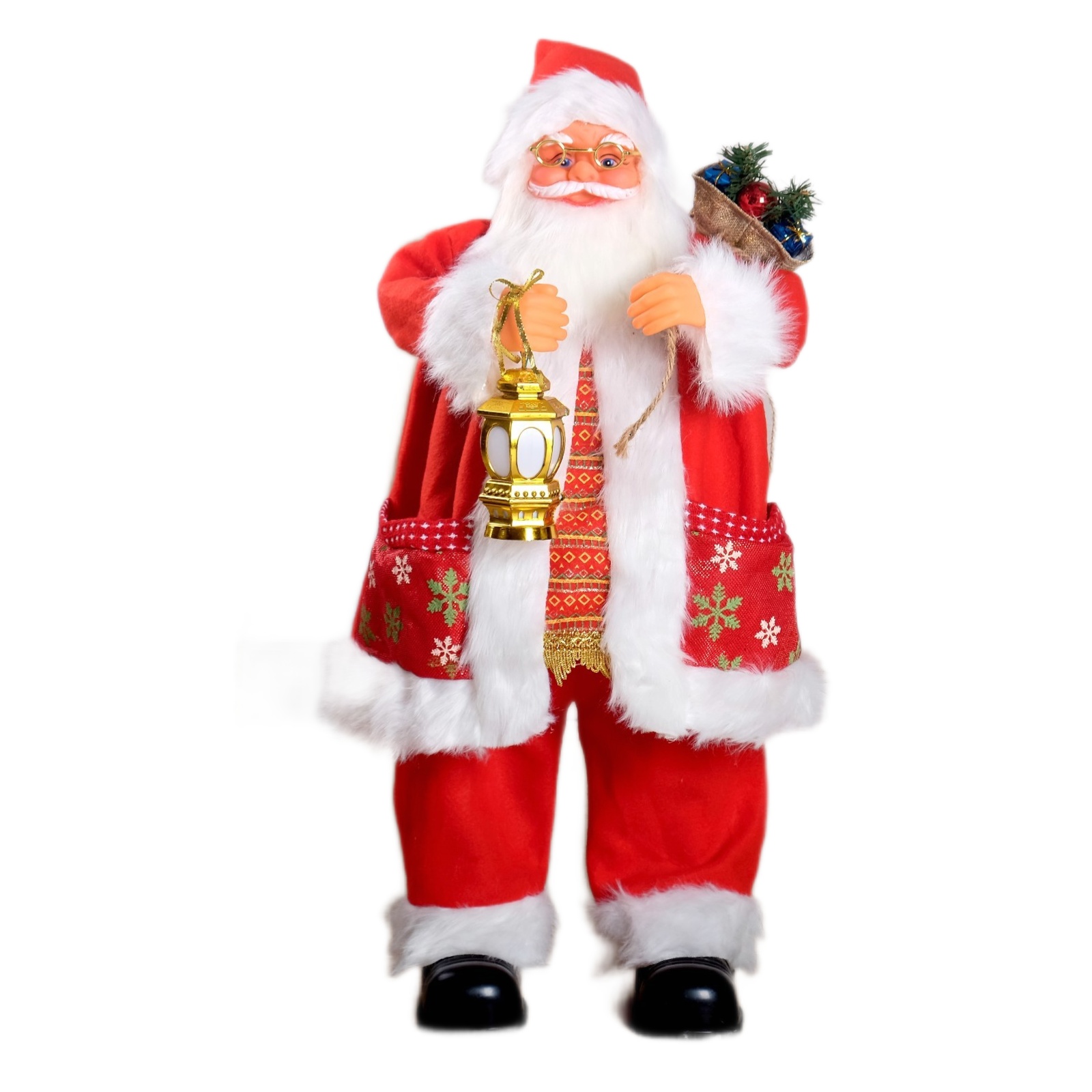 Кукла Зимнее волшебство Дед Мороз Красная шубка в очках с фонариком 70 см 2359010