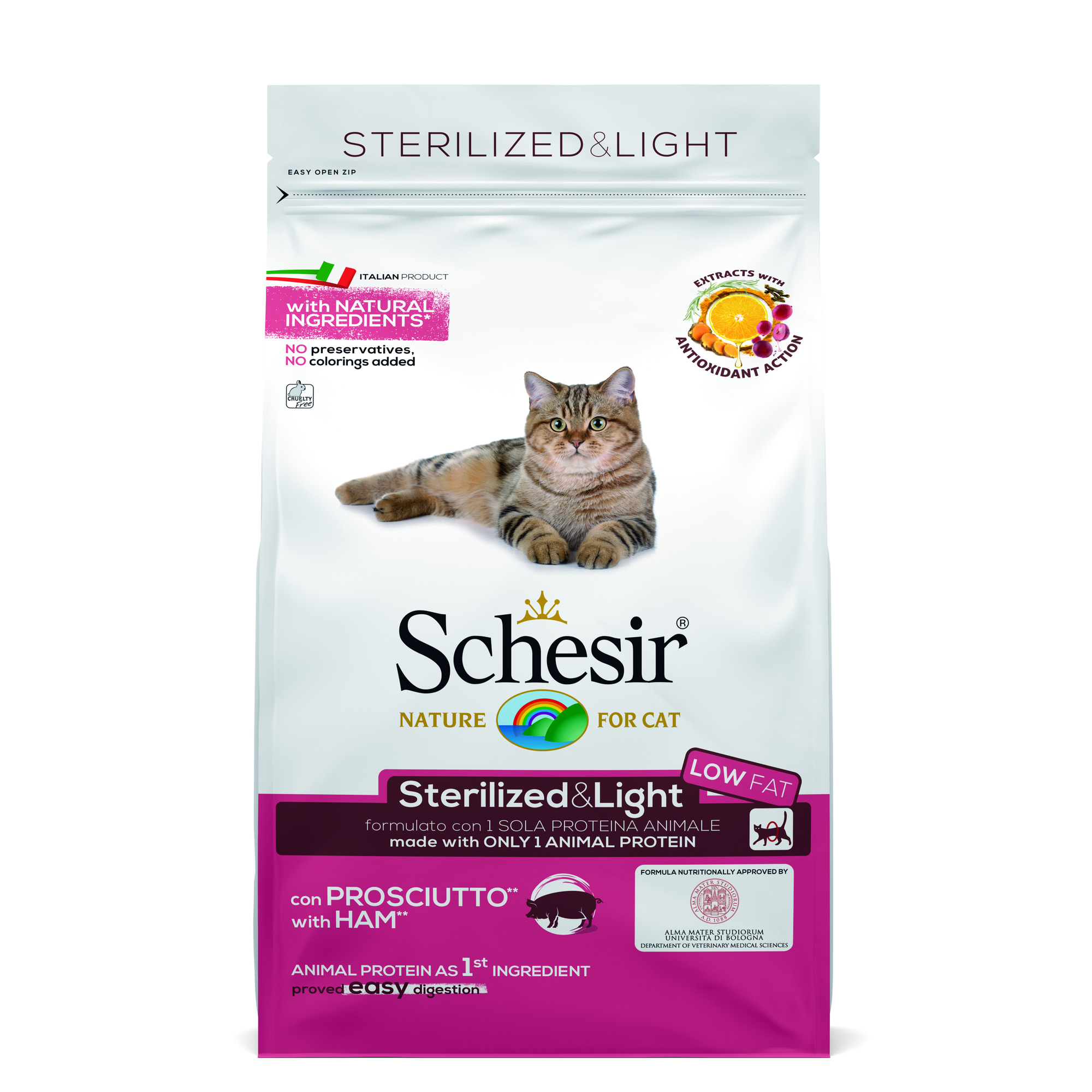 

Сухой корм для кошек Schesir Dry Line Sterilized & Light, ветчина, 1,5кг, Dry Line Sterilized & Light