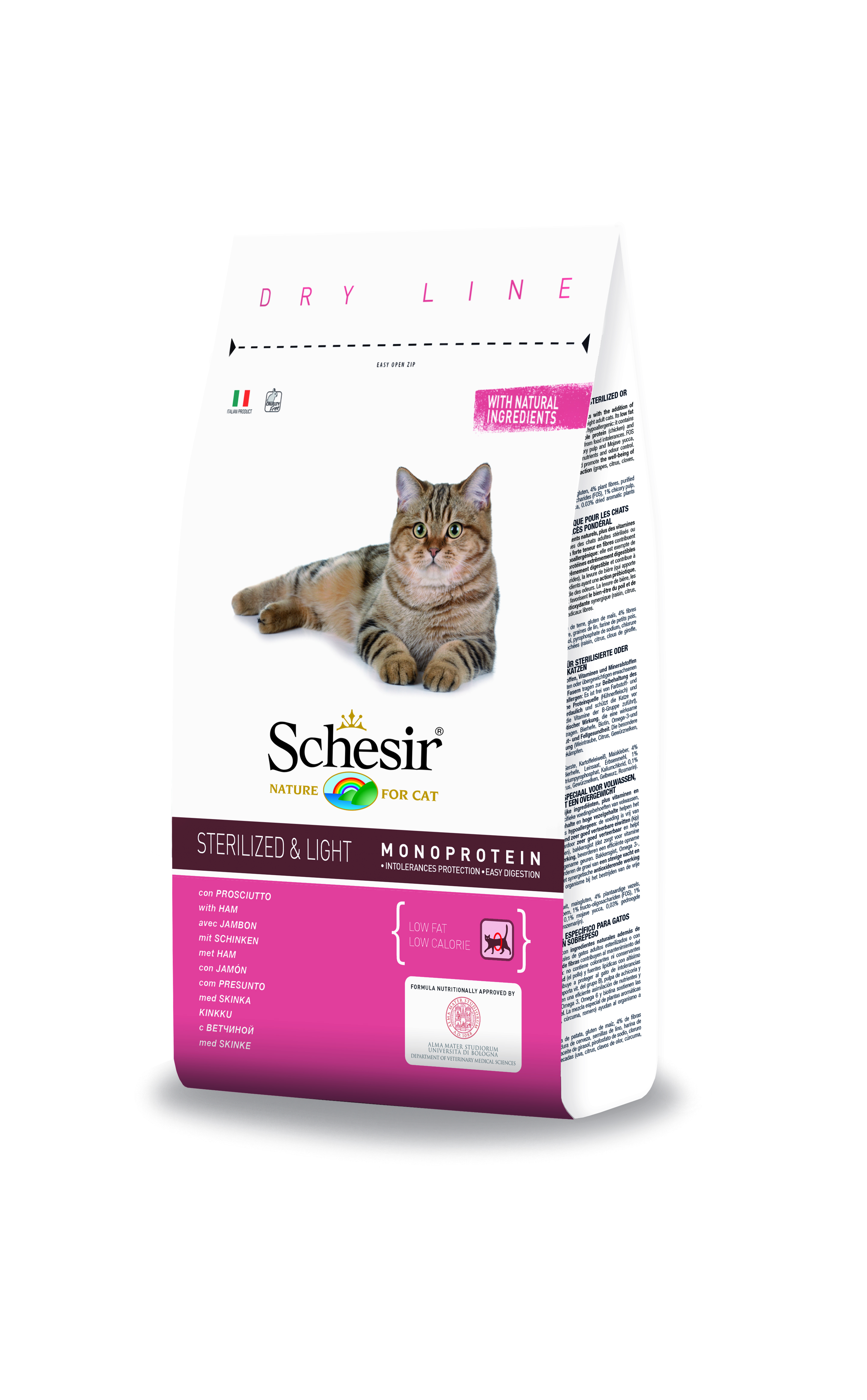 фото Сухой корм для кошек schesir dry line sterilized & light, ветчина, 1.5кг