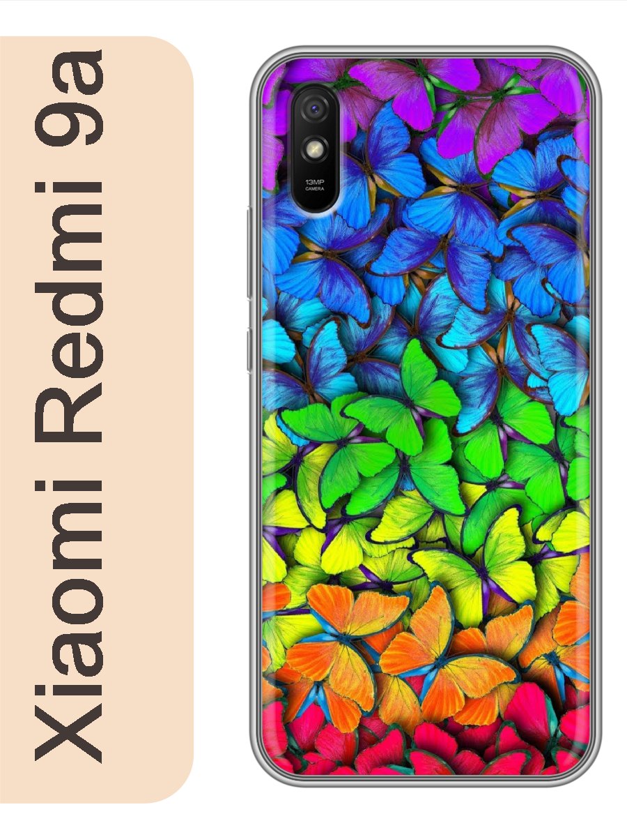 

Чехол на Xiaomi Redmi 9a бабочки 046, Прозрачный, red9abutf