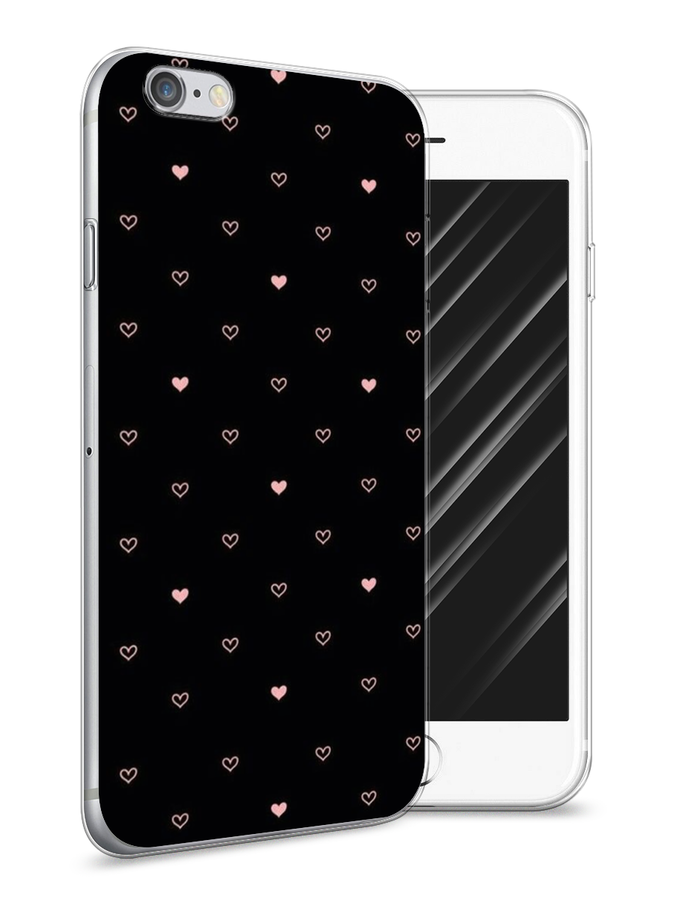 

Чехол Awog на Apple iPhone 6 / Айфон 6 "Черный фон и сердечки", Разноцветный, 10450-3