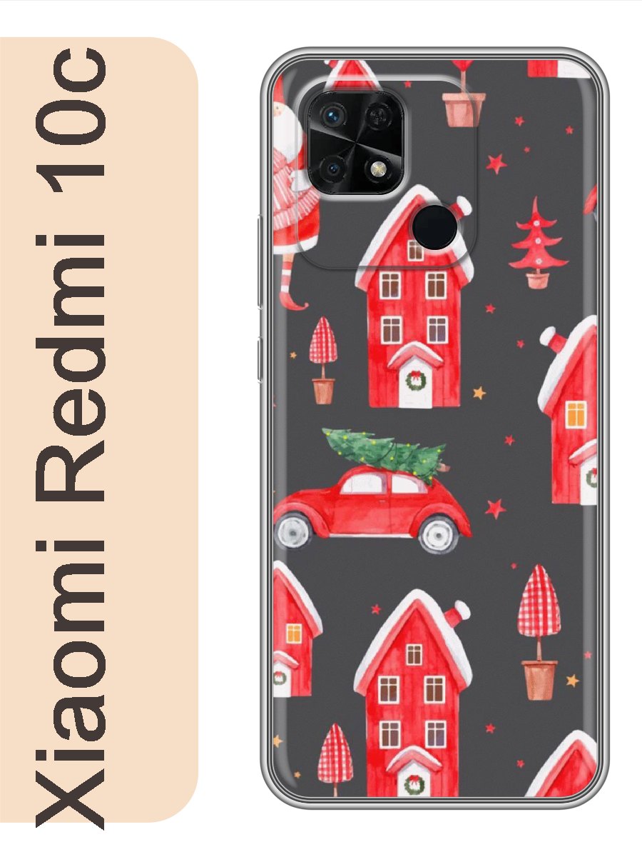 

Чехол на Xiaomi Redmi 10c новый год фон 392, Прозрачный, red10cnewy