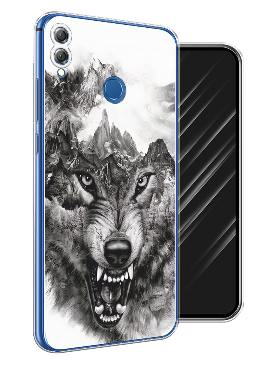 

Чехол Awog на Honor 8X "Волк в горах", Серый;белый;бежевый, 66750-1