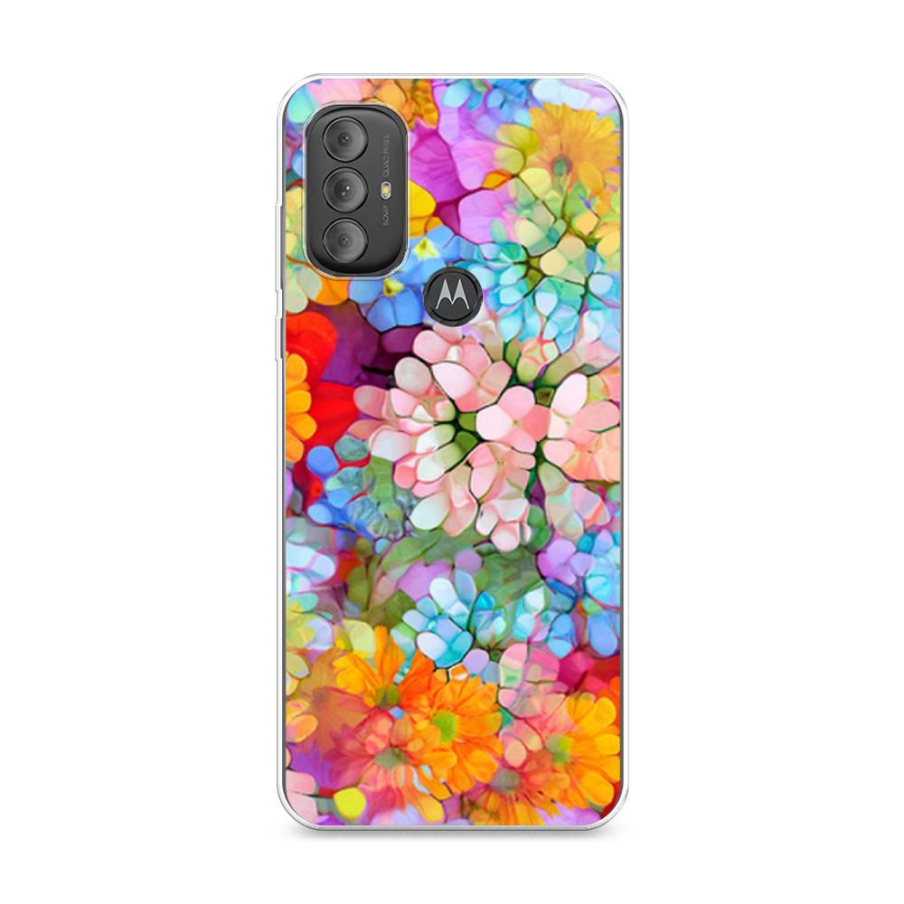 

Чехол на Motorola Moto G Power 2022 "Цветы витраж", Оранжевый;розовый;голубой, 242850-3