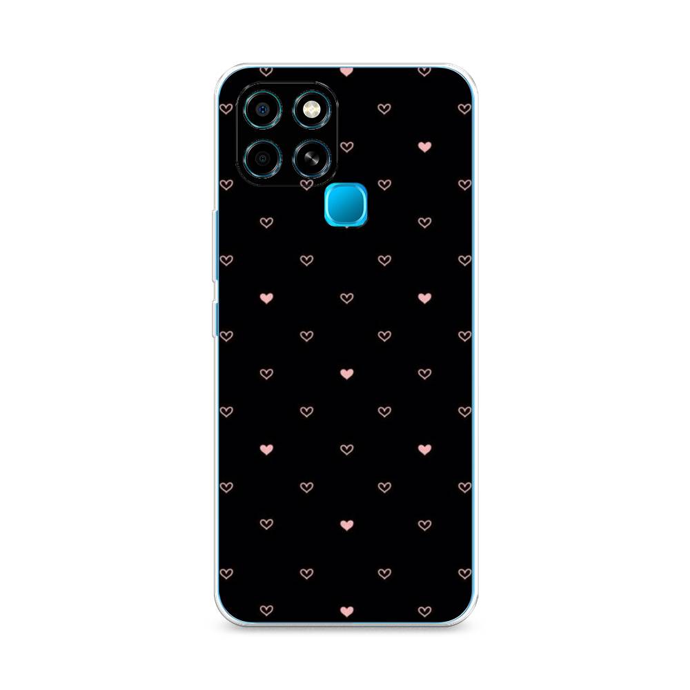

Чехол Awog на Infinix Smart 6 "Черный фон и сердечки", Разноцветный, 3101050-3