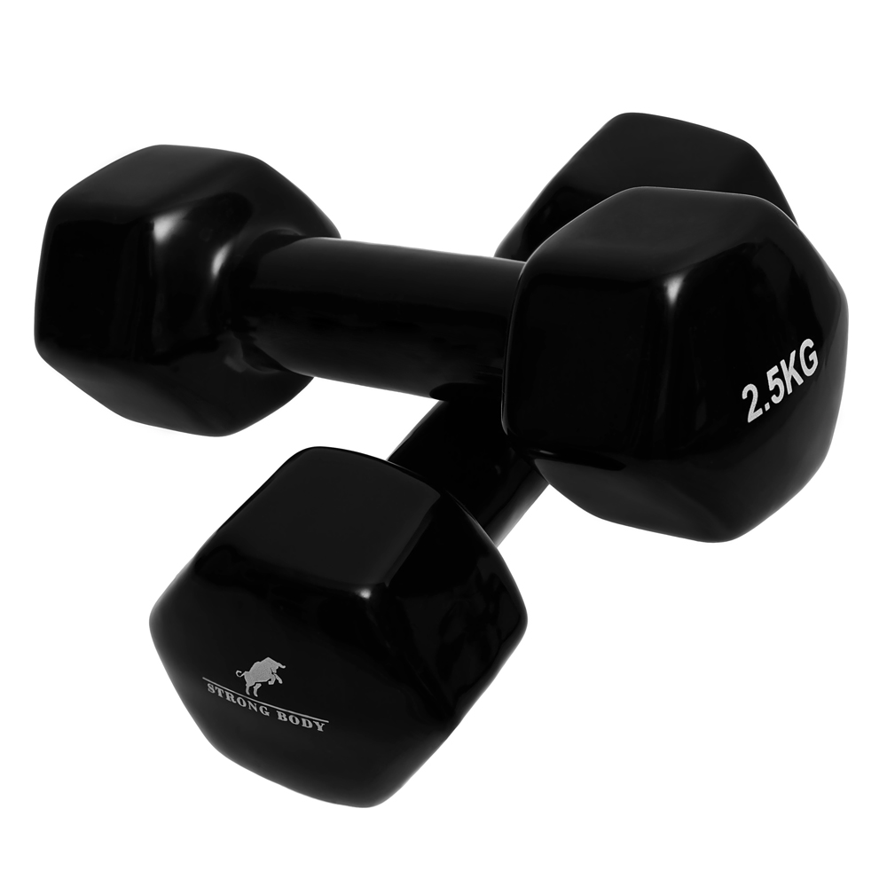 фото Гантели виниловые strong body 2.5 кг 2 шт, черные