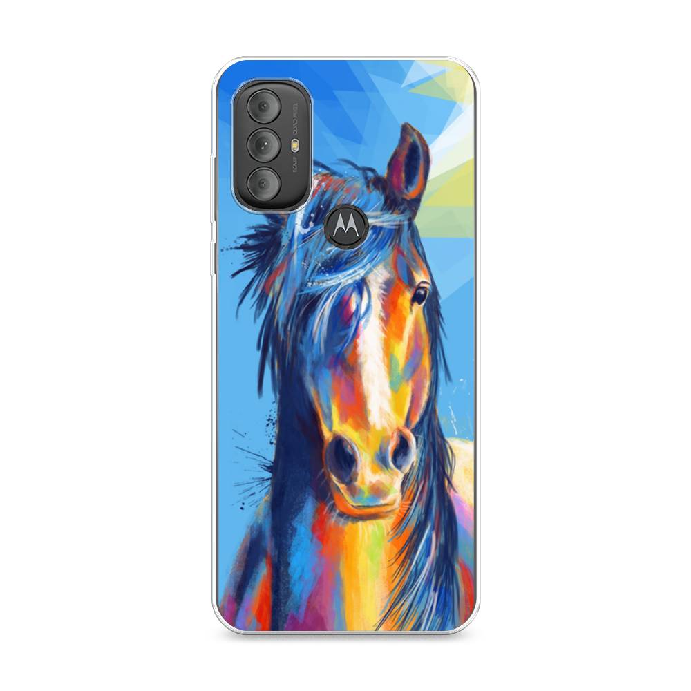 

Чехол на Motorola Moto G Power 2022 "Лошадь арт 3", Голубой;желтый;синий, 242850-1