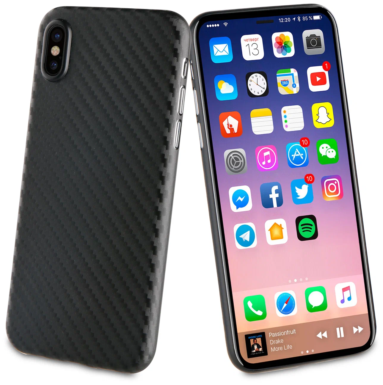 

Чехол-накладка Muvit Carbon Case для Apple iPhone X MUBKC0949 Transparent