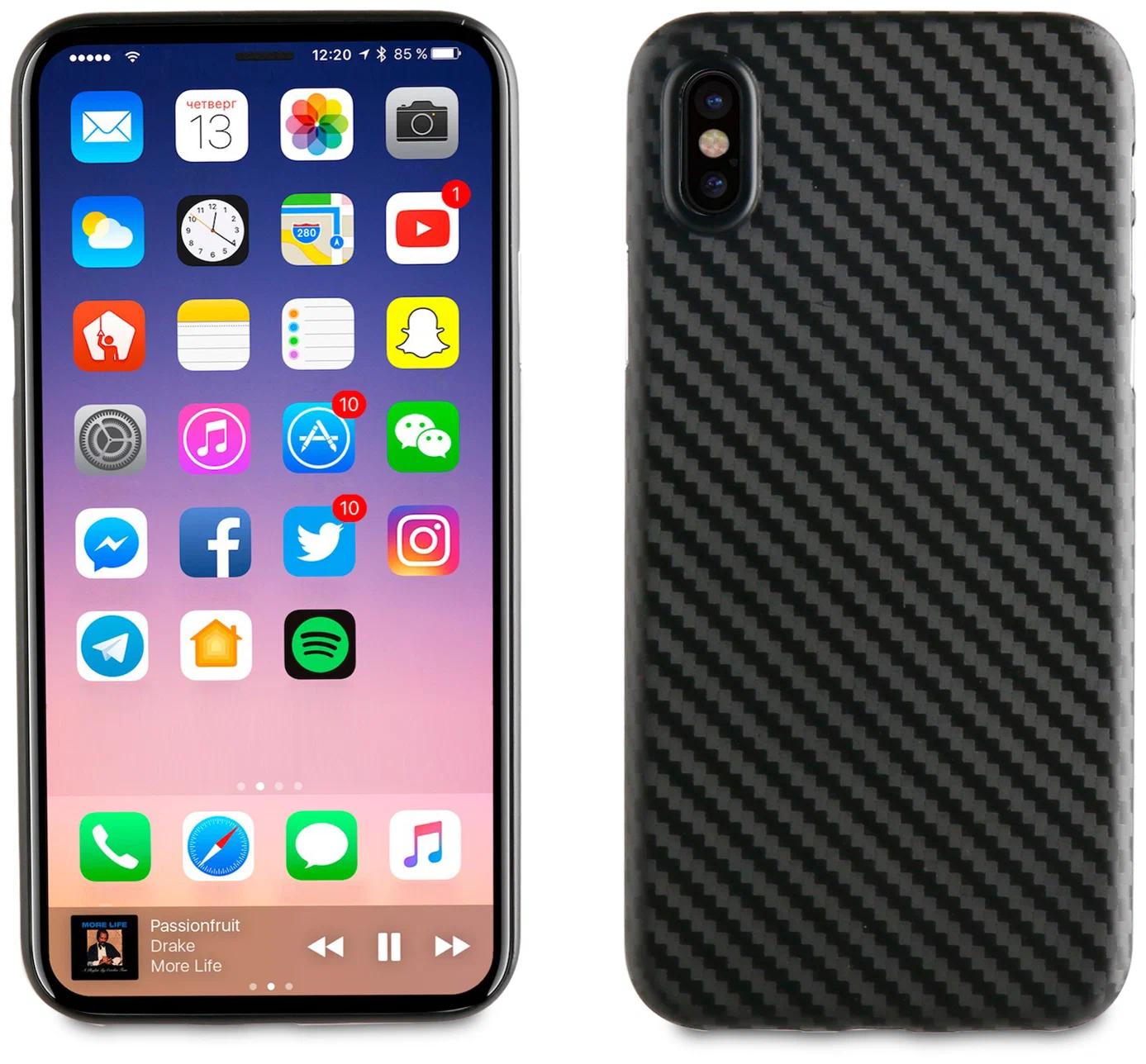 

Чехол-накладка Muvit Carbon Case для Apple iPhone X MUBKC0948 Black