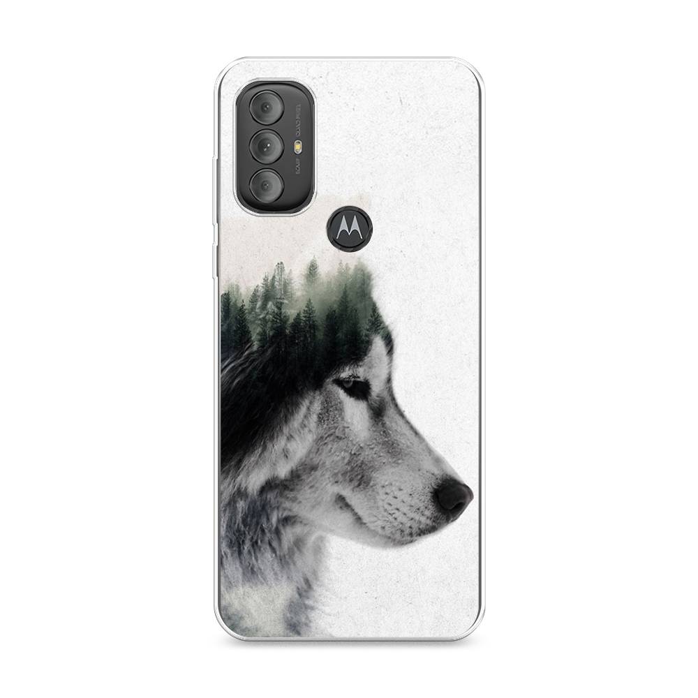 

Чехол на Motorola Moto G Power 2022 "Волк лес", Серый;белый, 242850-1